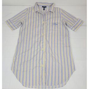 Chaps Button Up Shirt Womens Large. Mini Striped Top‎ ShortSleeve.